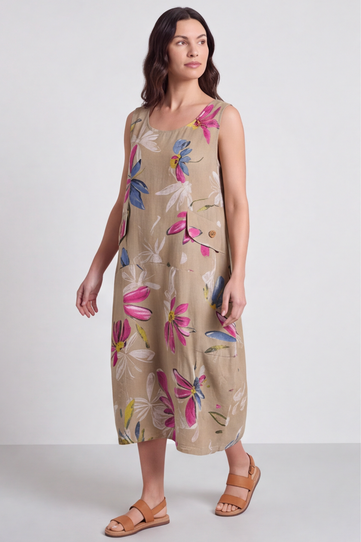 Darcie Floral Print Mocha Dress