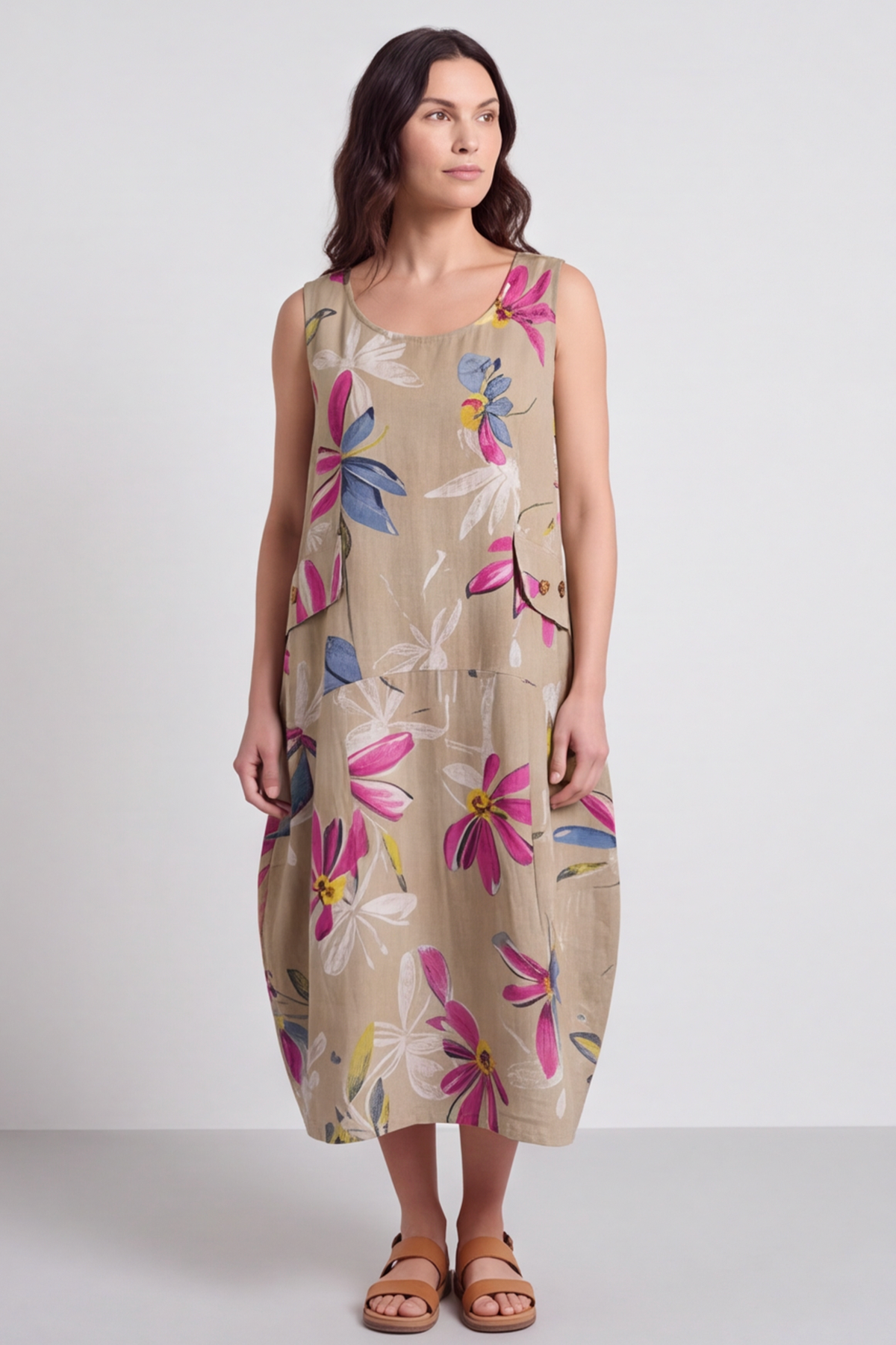 Darcie Floral Print Mocha Dress