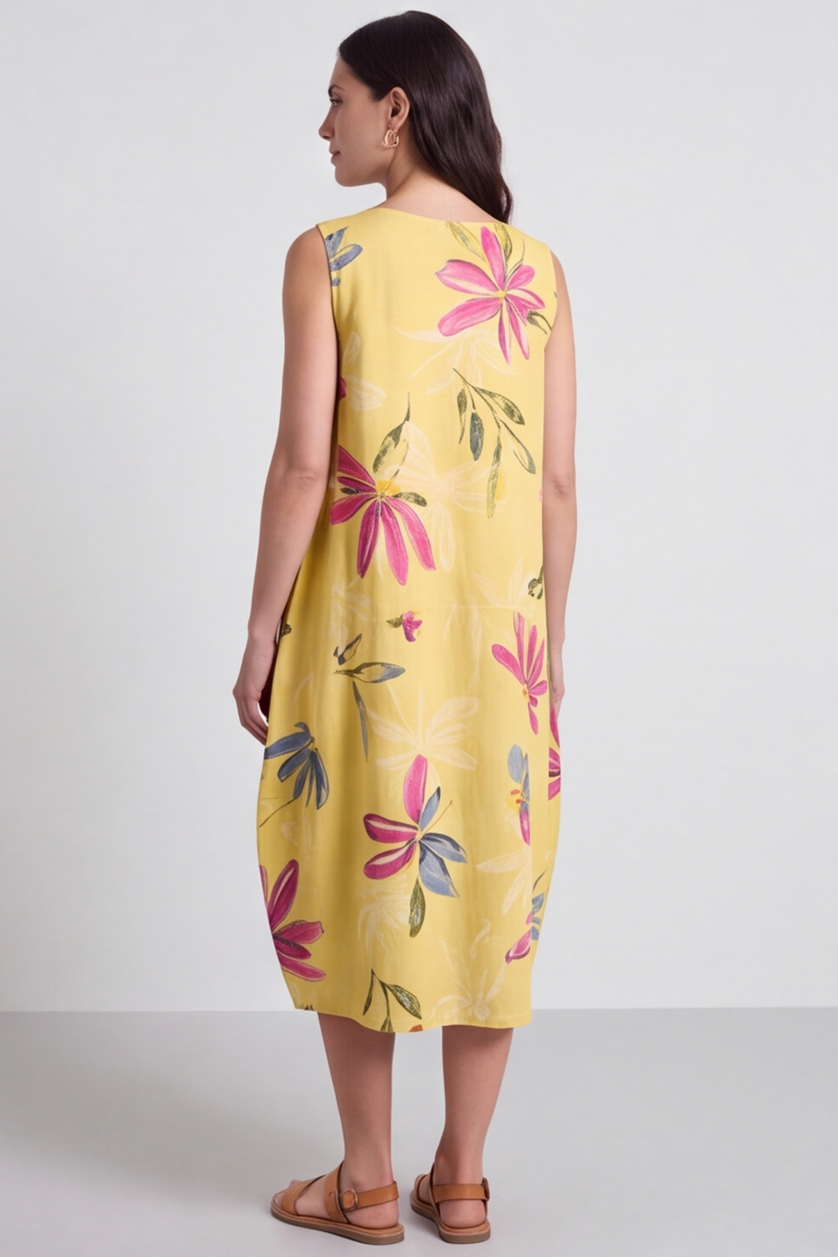 Darcie Floral Print Yellow Dress