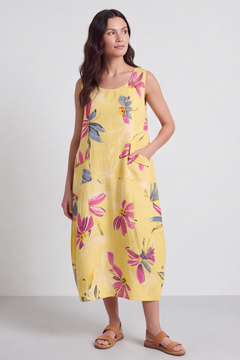 Darcie Floral Print Yellow Dress