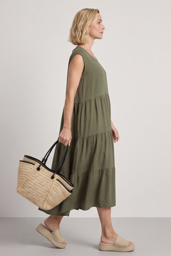 Made In Italy Demelza Sleeveless Tiered Cotton Dress