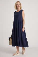 Demelza Sleeveless Tiered Cotton Dress Black Black - Demelza Sleeveless Tiered Cotton Dress Black