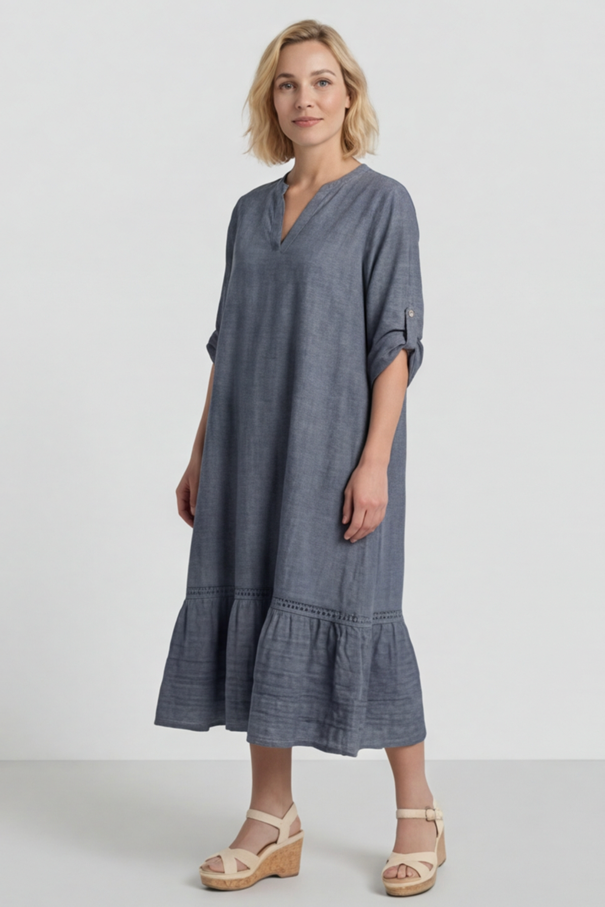 Positano Crochet Maxi Navy  Dress