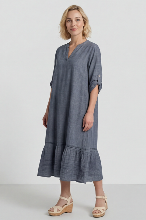 Positano Crochet Maxi Navy  Dress - Image 1