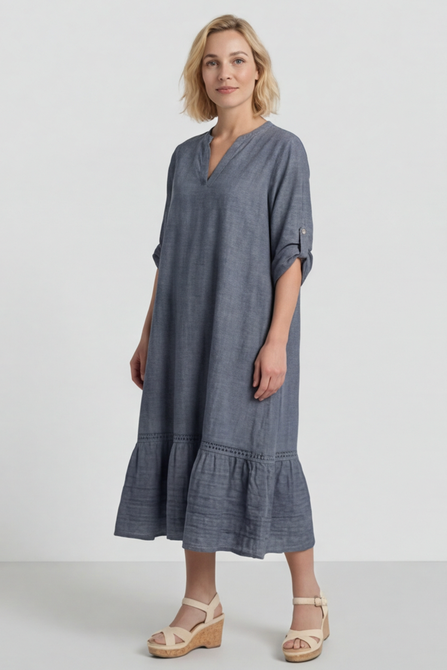Positano Crochet Maxi Navy  Dress