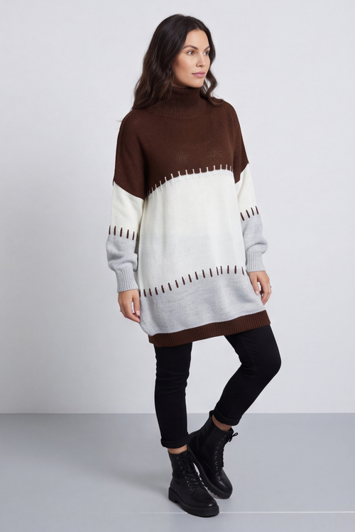Doris Polo Knitted Jumper Cocoa - Image 3