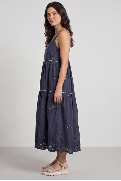 Aelia Tiered Sequin Navy Dress - Image 2