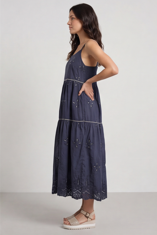 Aelia Tiered Sequin Navy Dress - Image 4