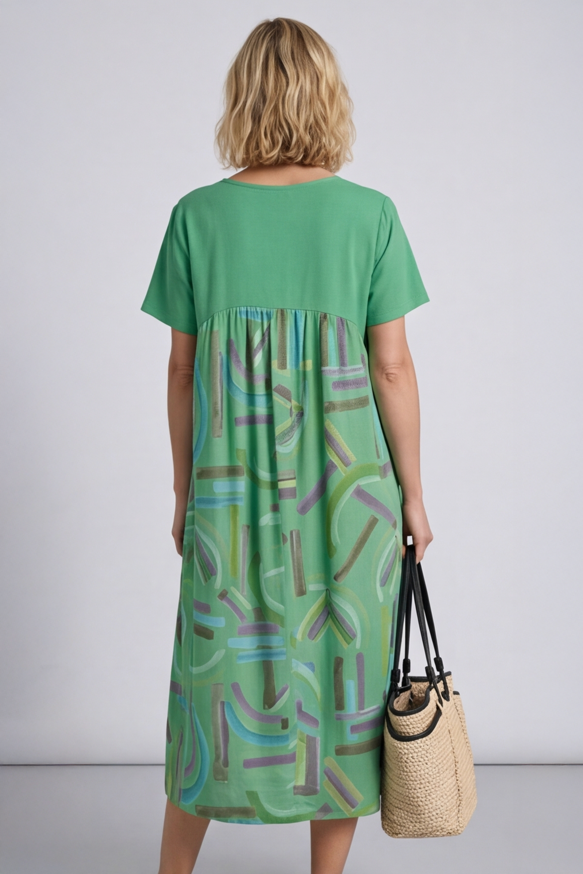 Ebony Print Cotton Dress Emerald