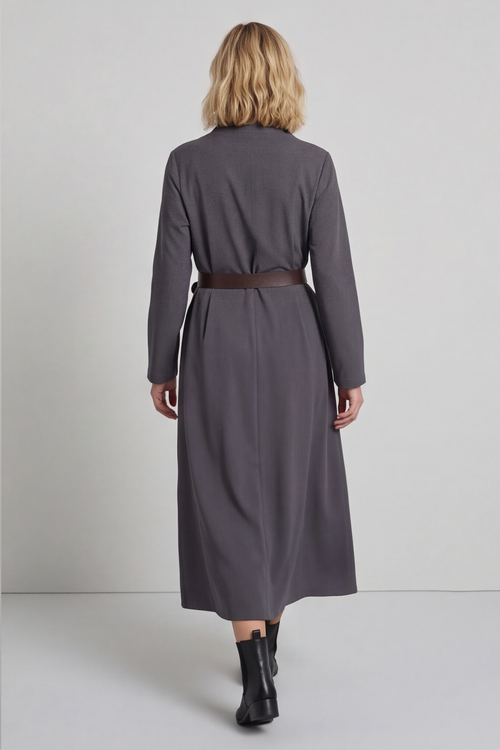 Eudora Belted Dress Mid Grey - Image 4