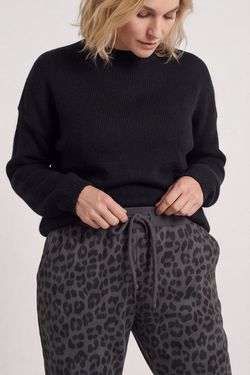 Effie Leopard Print Cotton Joggers Charcoal - Image 5