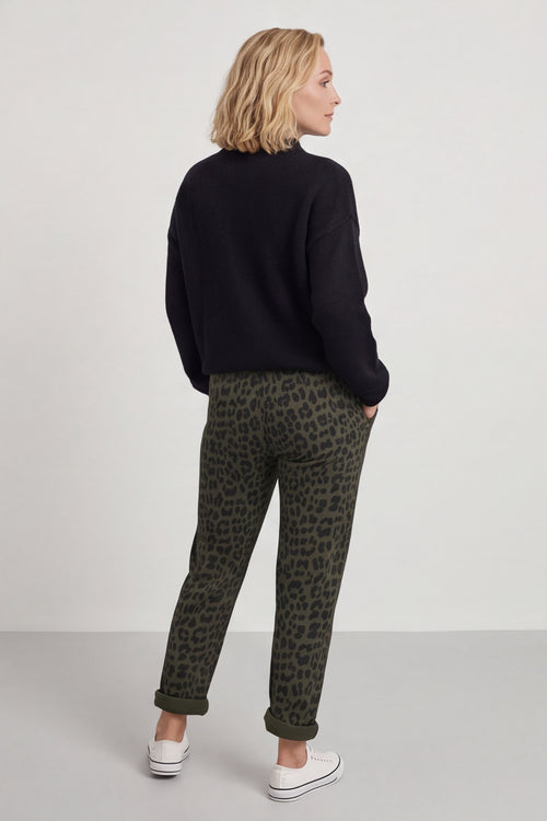 Effie Leopard Print Cotton Joggers Khaki - Image 4