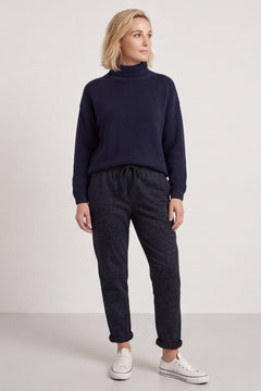 Effie Leopard Print Cotton Joggers Navy