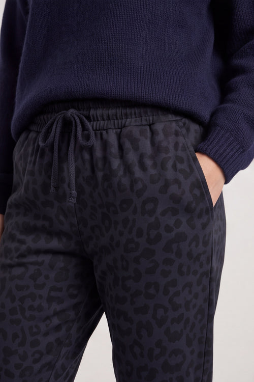 Effie Leopard Print Cotton Joggers Navy - Image 3
