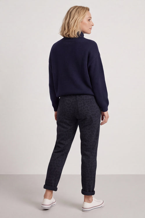 Effie Leopard Print Cotton Joggers Navy - Image 4