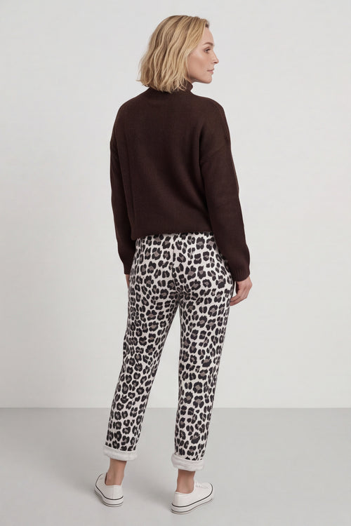 Effie Leopard Print Cotton Joggers White - Image 6