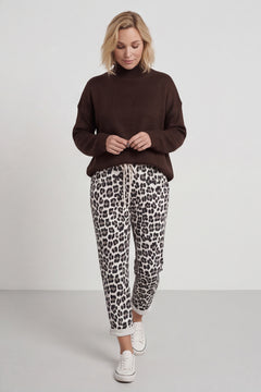 Effie Leopard Print Cotton Joggers White