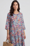 Eleni Floral Print Linen Dress Camel