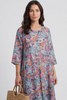 Eleni Floral Print Linen Dress Camel