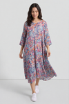 Eleni Floral Print Linen Dress Pink