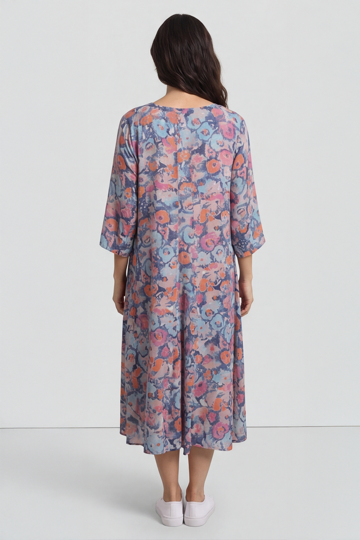 Eleni Floral Print Linen Dress Pink