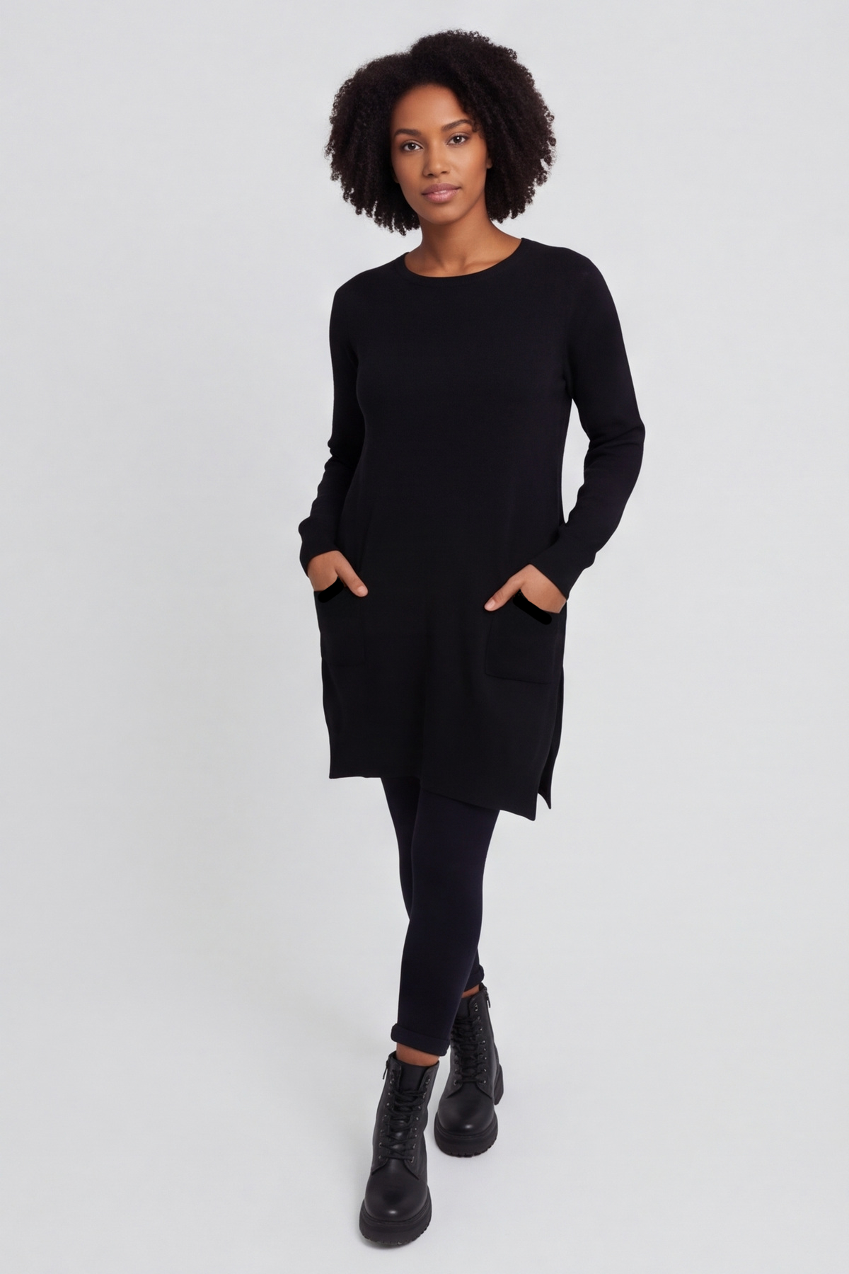 Elisa Pocket Knitted Tunic Black