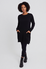 Elisa Pocket Knitted Tunic Black Black - Elisa Pocket Knitted Tunic Black