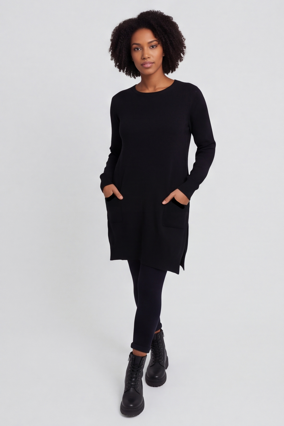 Elisa Pocket Knitted Tunic Black