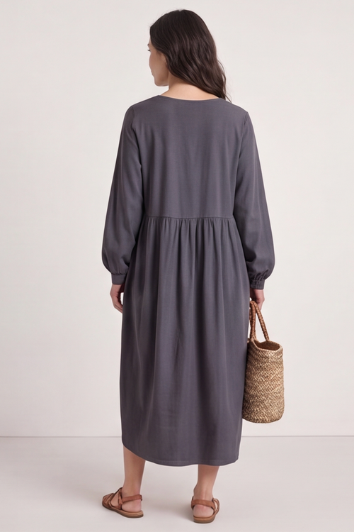 Eliza Cotton Dress Charcoal - Image 3