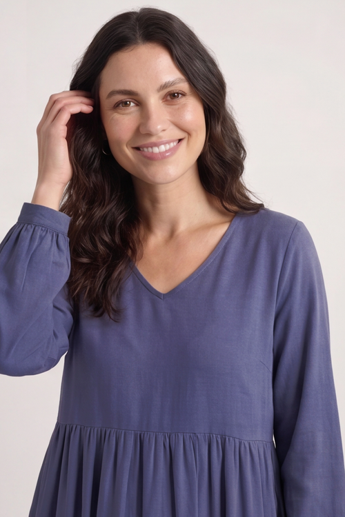 Eliza Cotton Dress Blue - Image 2