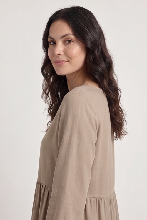 Eliza Cotton Dress Mocha - Image 3