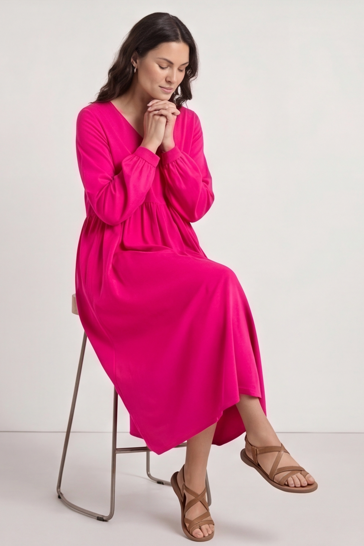 Eliza Cotton Dress Fuchsia