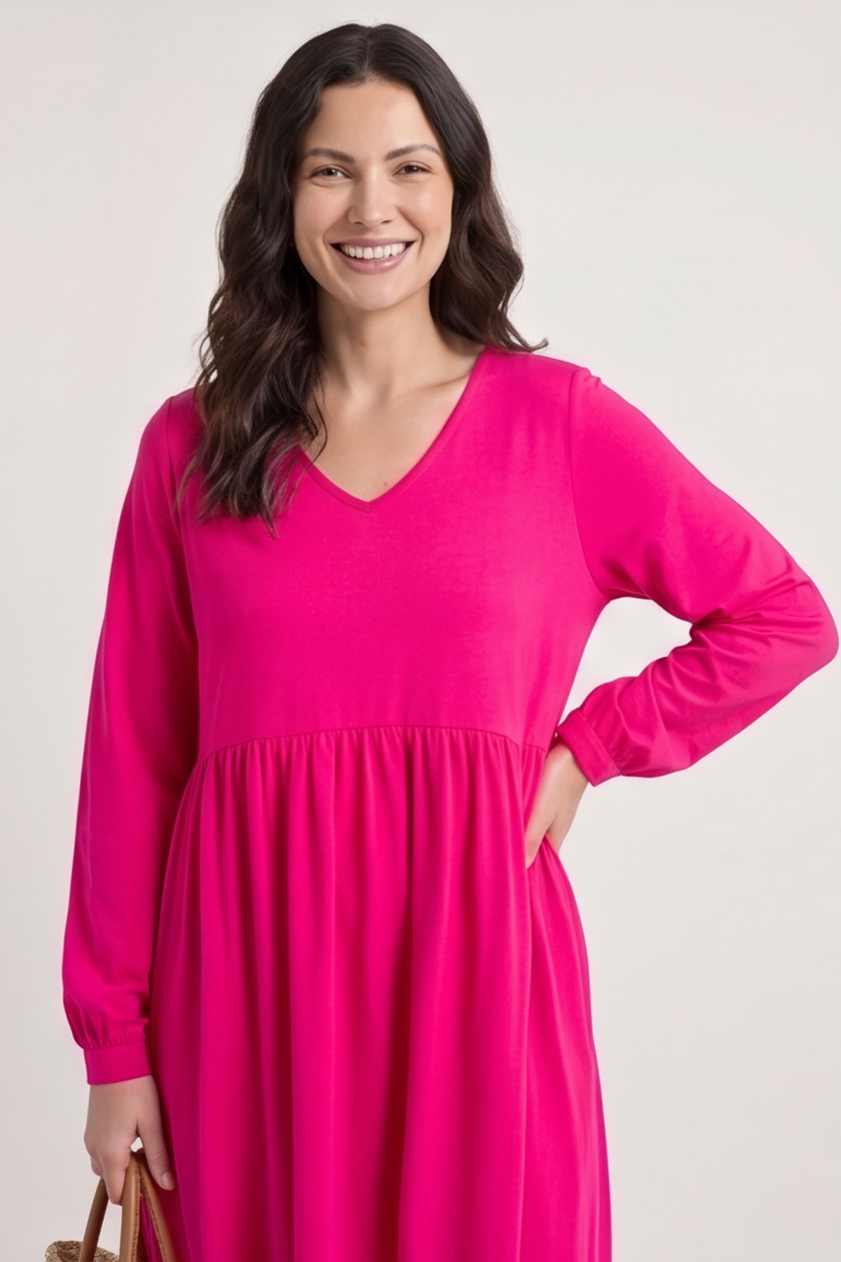 Eliza Cotton Dress Fuchsia