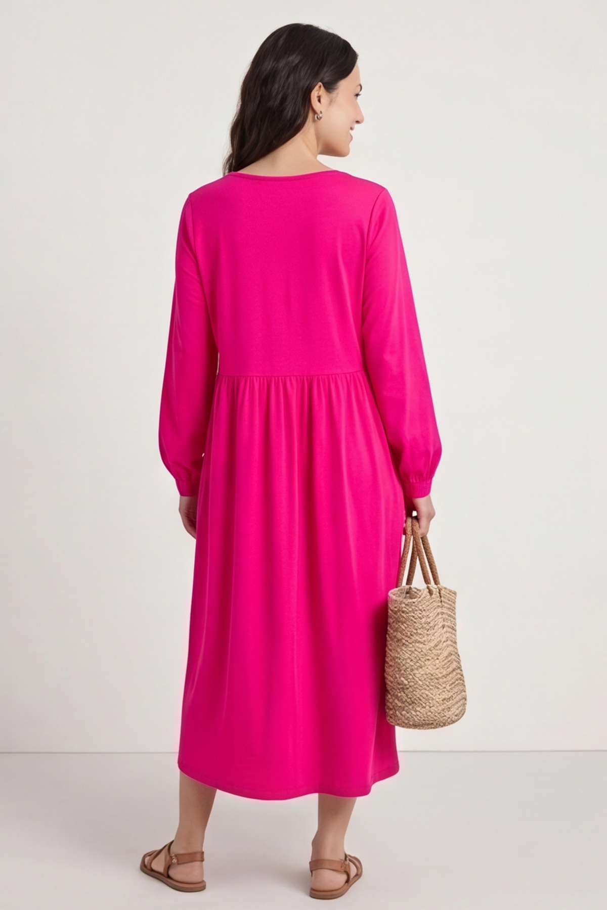 Eliza Cotton Dress Fuchsia