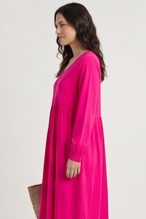 Eliza Cotton Dress Fuchsia - Image 5