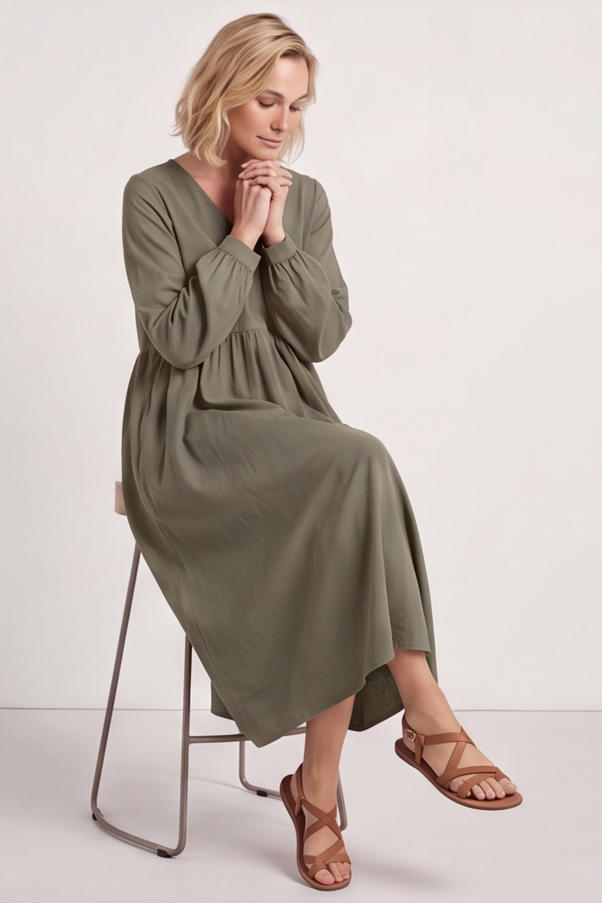 Eliza Cotton Dress Khaki