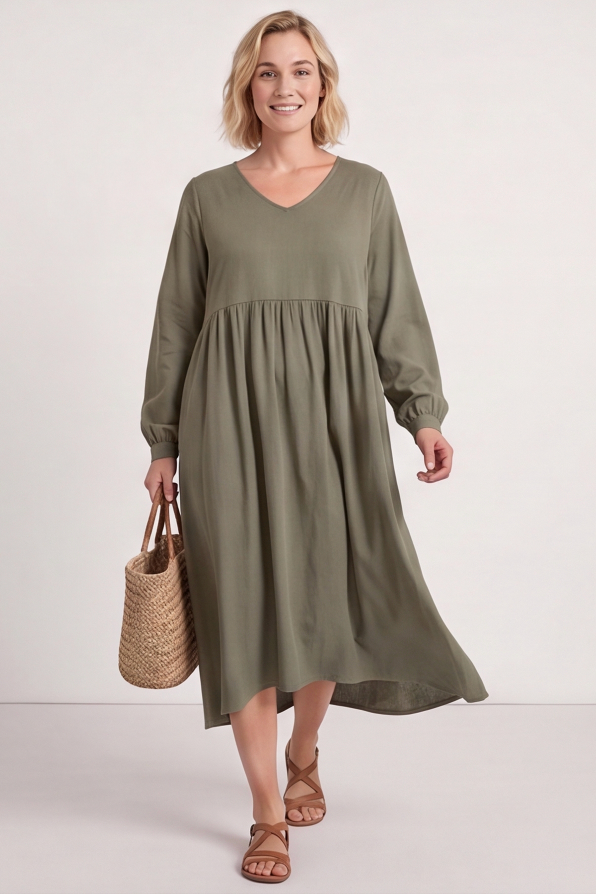 Eliza Cotton Dress Khaki