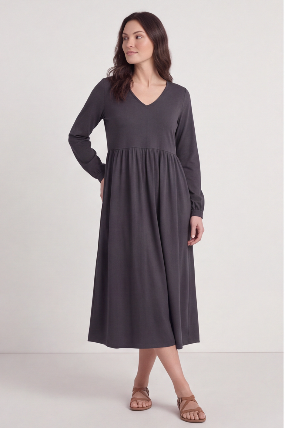 Eliza Cotton Dress Charcoal