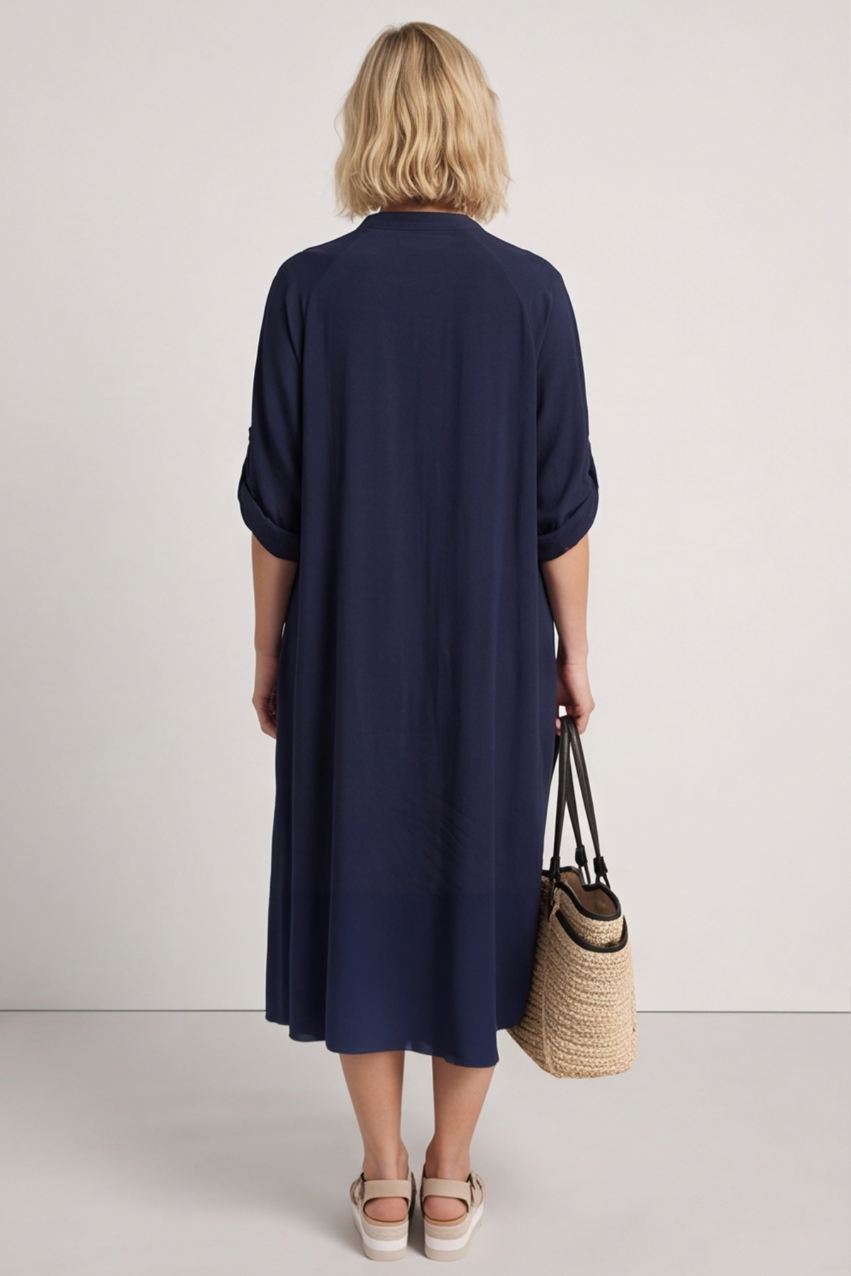 Emersyn Crinkle Shirt Dress Navy