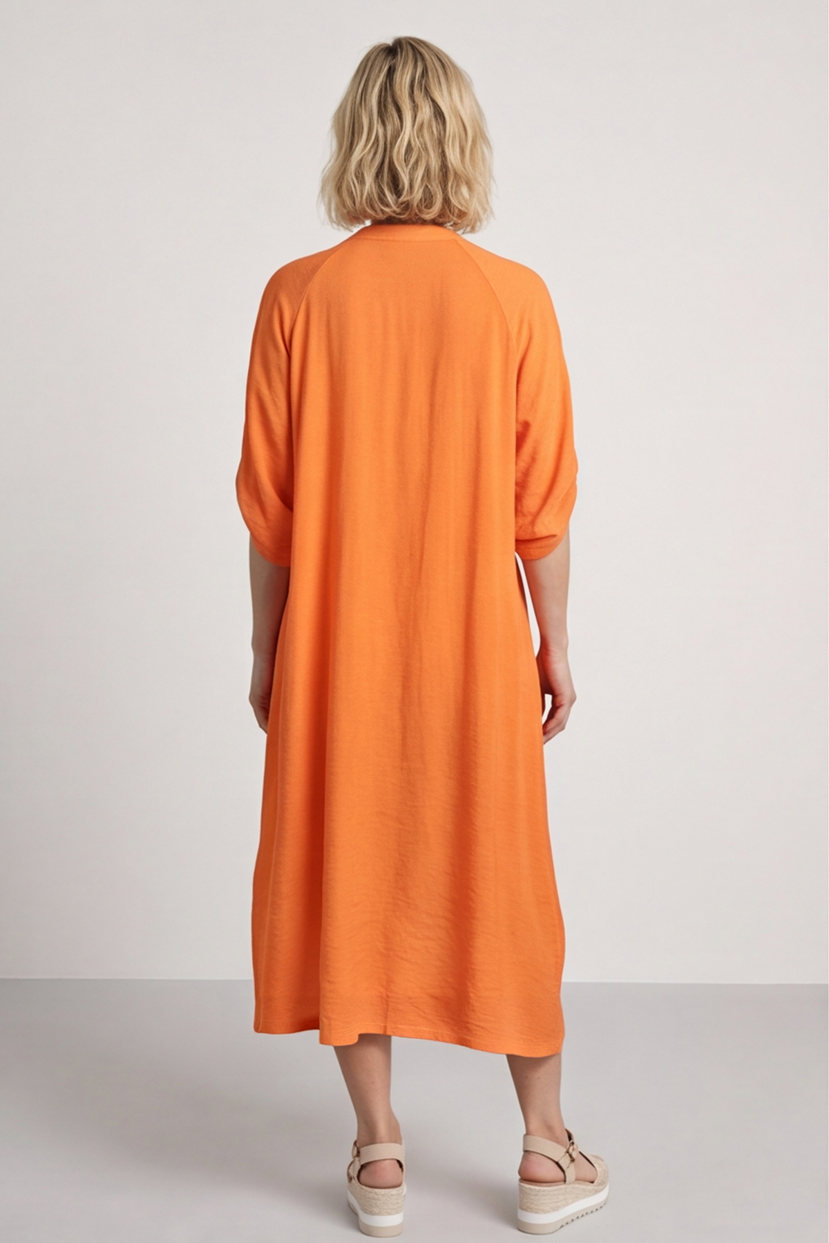 Emersyn Crinkle Shirt Dress Orange