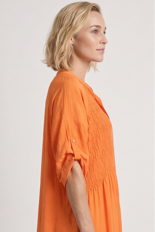 Emersyn Crinkle Shirt Dress Orange - Image 5