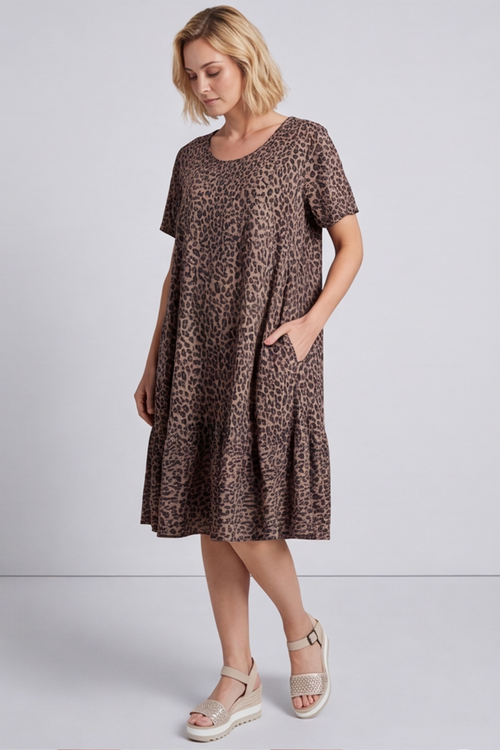 Esme Mocha Print Dress - Image 4