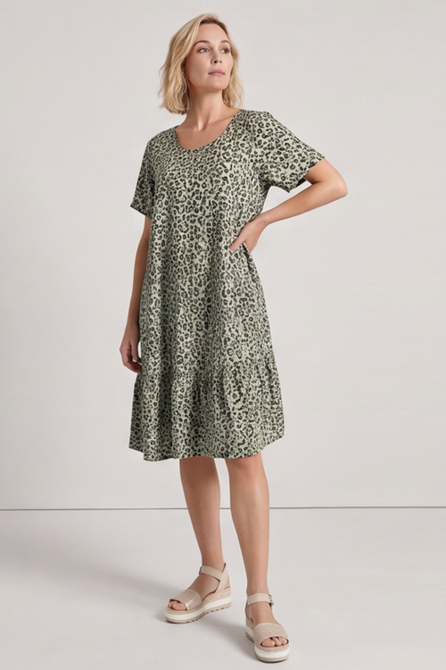 Esme Khaki Print Dress - Image 3