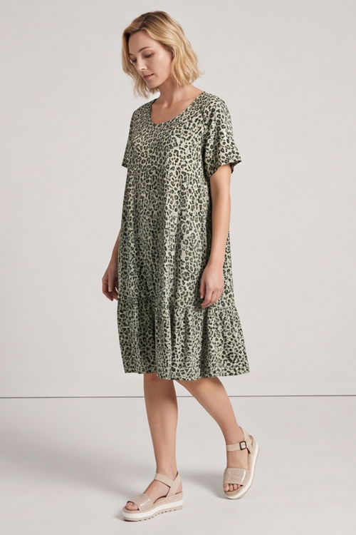 Esme Khaki Print Dress - Image 1
