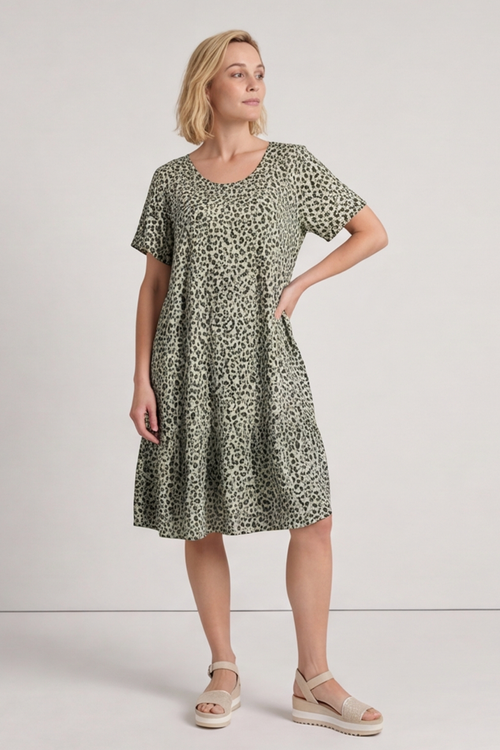 Esme Khaki Print Dress - Image 5