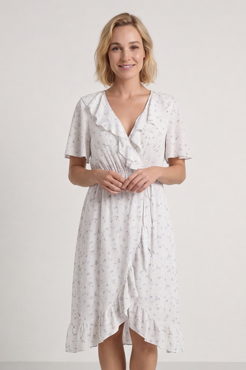 Etienne Floral Wrap Dress Grey - Image 1