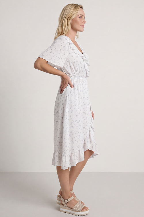 Etienne Floral Wrap Dress Grey - Image 3