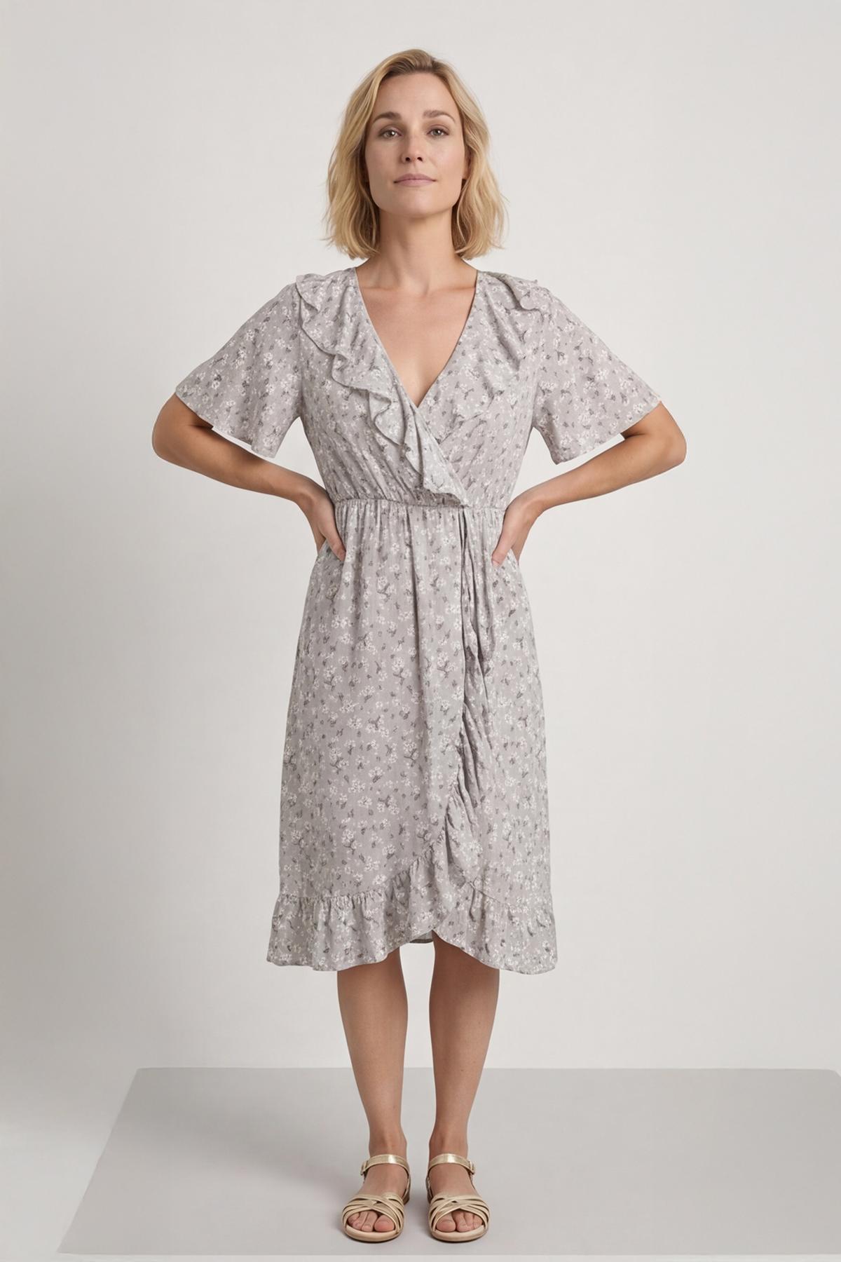 Etienne Floral Wrap Dress Mocha
