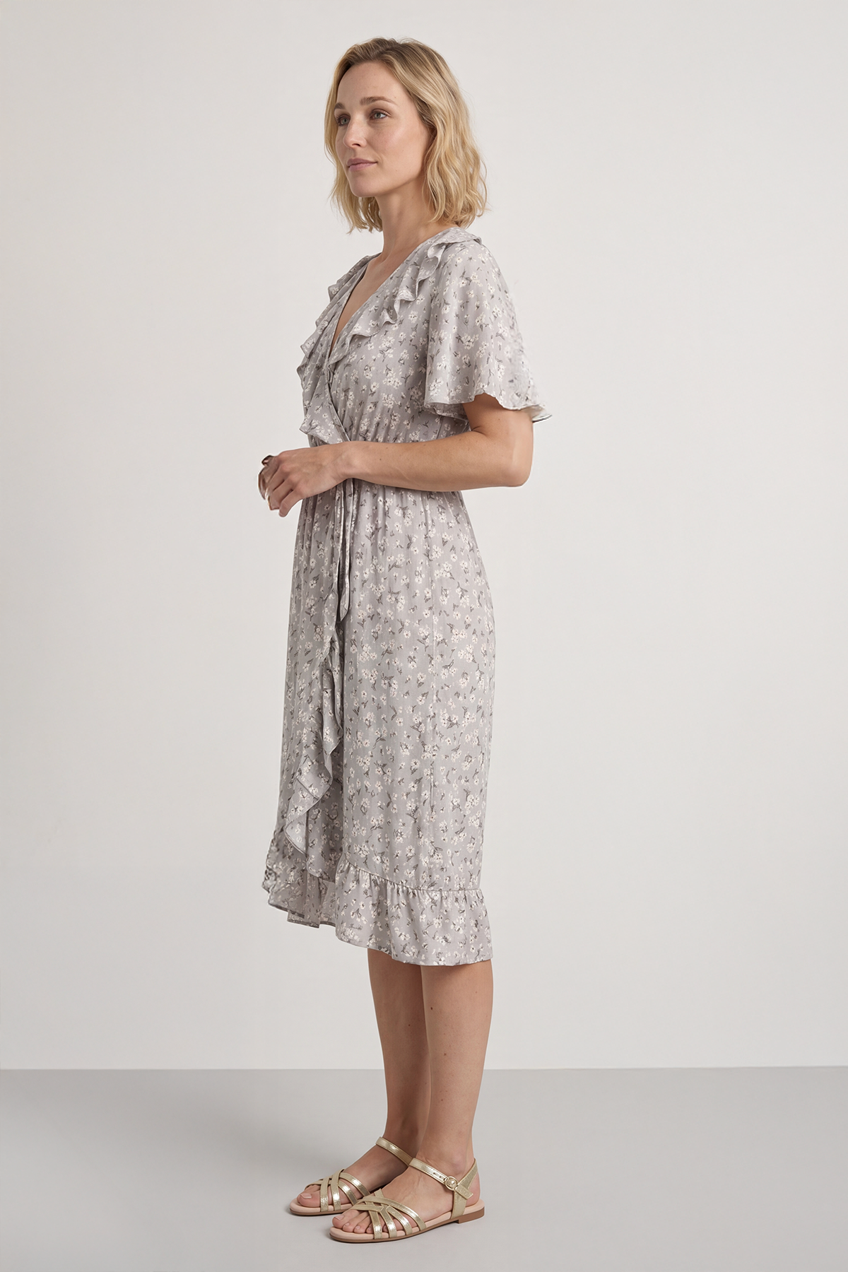 Etienne Floral Wrap Dress Mocha