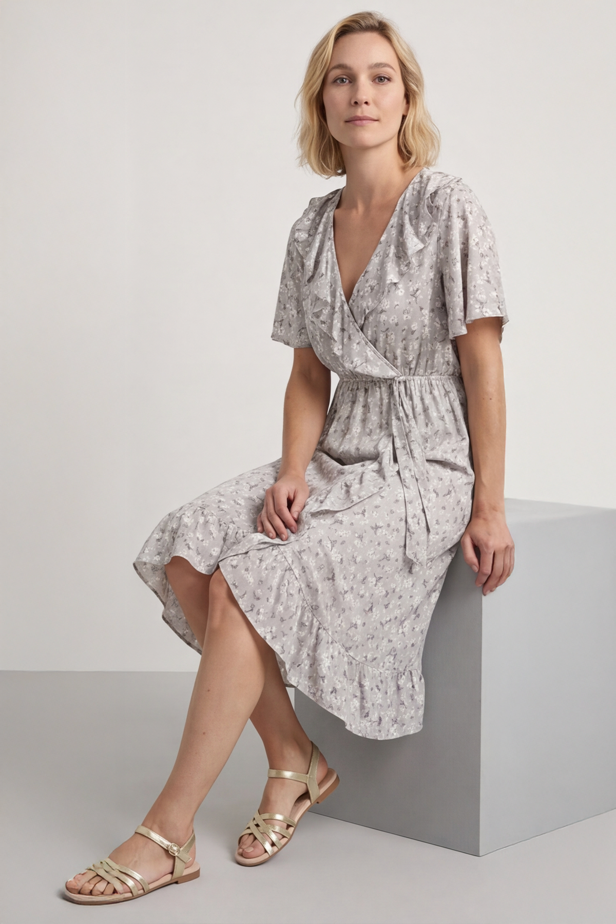 Etienne Floral Wrap Dress Mocha